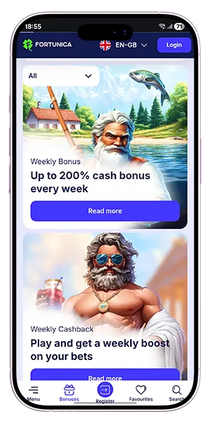 Fortunica Casino Live Casino Cashback